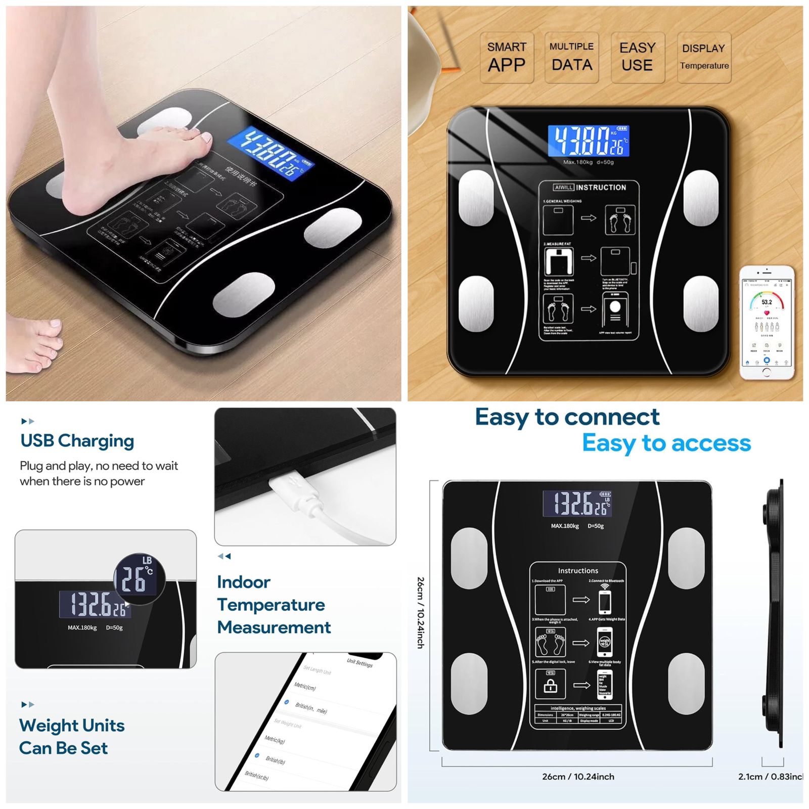 Tekzox Smart Electronic Weighing Machine  Accurate & Sleek Design