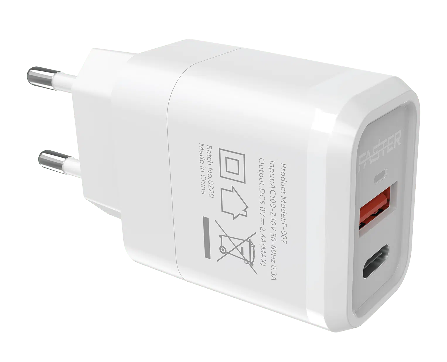 FASTER FAC-950 20W Wall Fast Charger QC+PD Dual Port