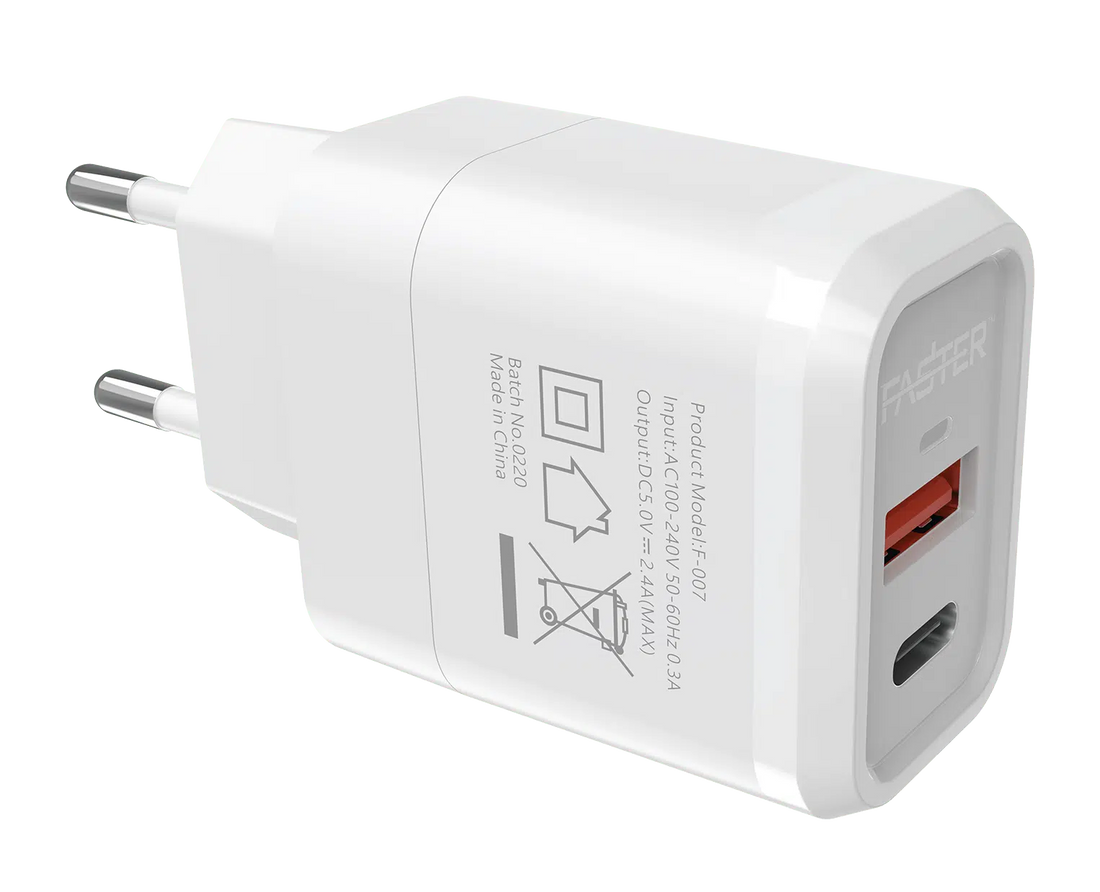 FASTER FAC-950 20W Wall Fast Charger QC+PD Dual Port