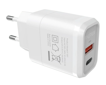 FASTER FAC-950 20W Wall Fast Charger QC+PD Dual Port