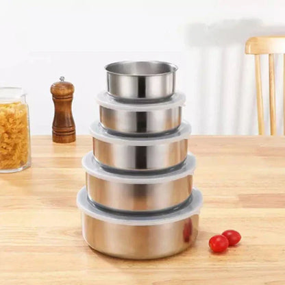 Set of 5 Stainless Steel Bowl Set With Lids