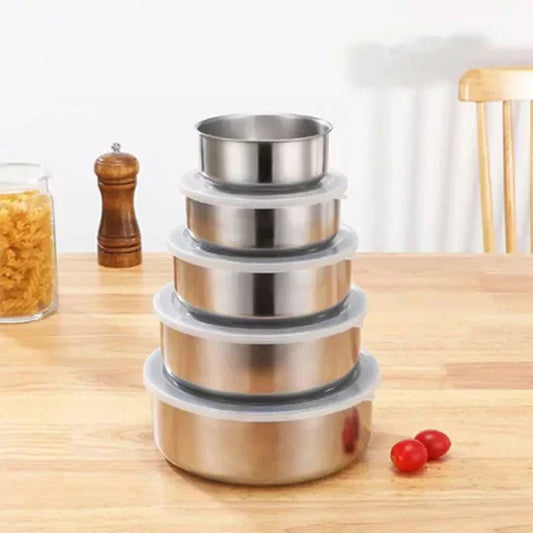 Set of 5 Stainless Steel Bowl Set With Lids