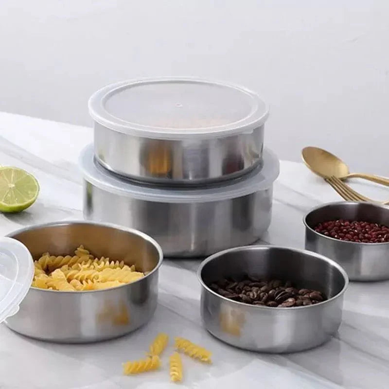 Set of 5 Stainless Steel Bowl Set With Lids