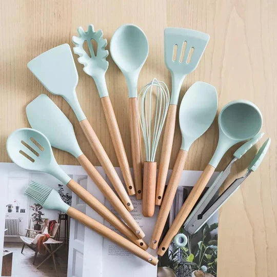 12 Pcs Silicone Cooking Kitchen Utensil Set for Nonstick Cookware