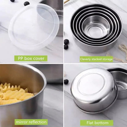 Set of 5 Stainless Steel Bowl Set With Lids