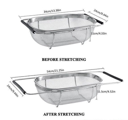 Stainless Steel Drain Basket, Micro Perforated Colander Strainer Basket, Over the Sink Fine Mesh Basket