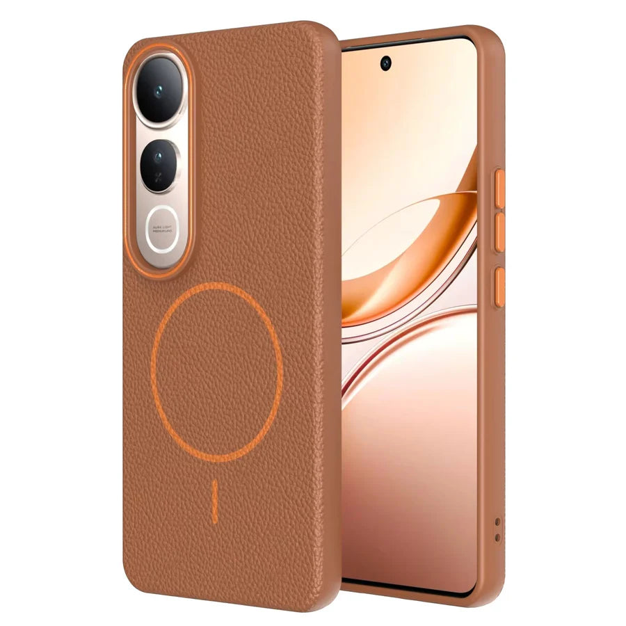 Tekzox Vivo V50 Lite Premium Leather Texture MagSafe Compatible Case