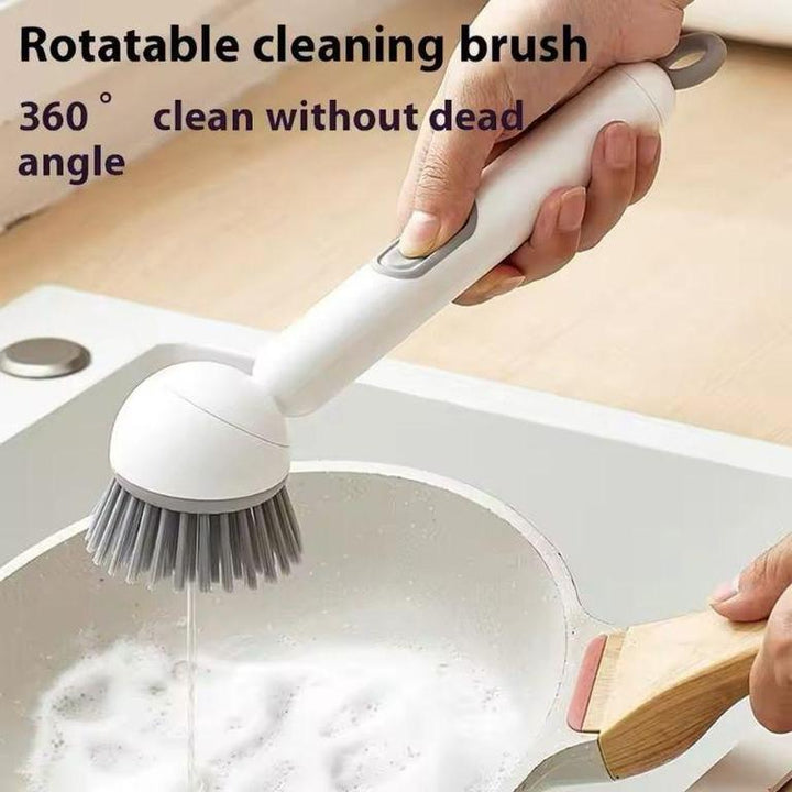360° Rotating Kitchen Dish Brush with Soap Dispenser Clean Dishes with Ease