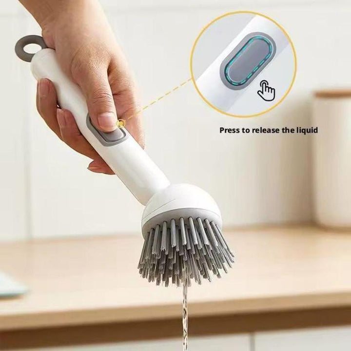 360° Rotating Kitchen Dish Brush with Soap Dispenser Clean Dishes with Ease