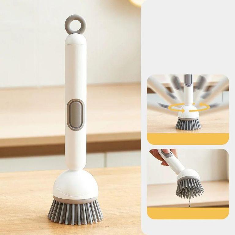360° Rotating Kitchen Dish Brush with Soap Dispenser Clean Dishes with Ease