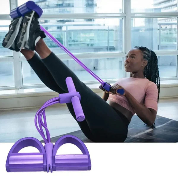 4-Tube Pedal Puller Tummy Trimmer  Home Fitness Resistance Exerciser for Abs, Waist & Legs