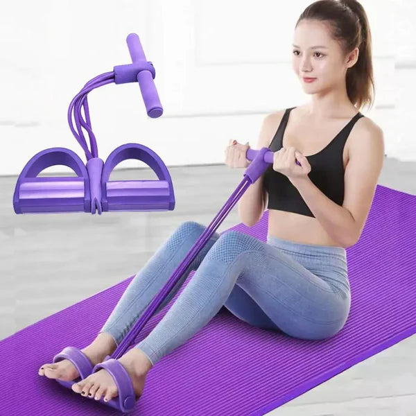 4-Tube Pedal Puller Tummy Trimmer  Home Fitness Resistance Exerciser for Abs, Waist & Legs