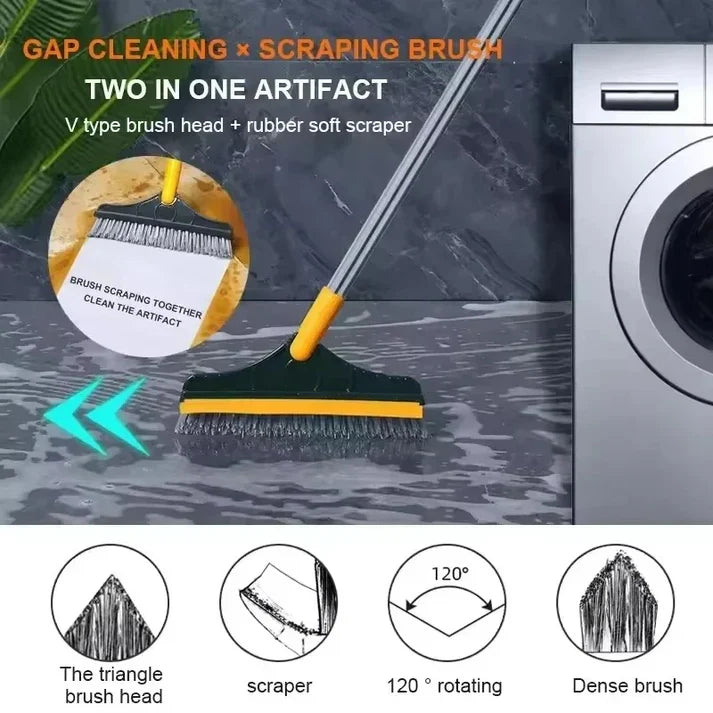 2-in-1 Tile & Floor Cleaning Brush with Scraper