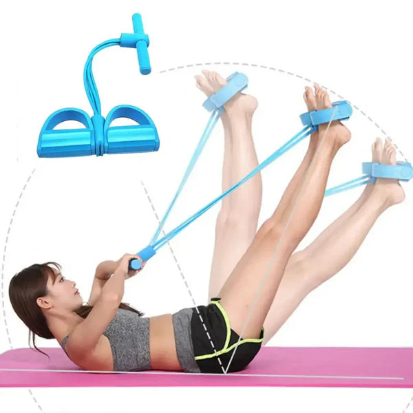 4-Tube Pedal Puller Tummy Trimmer  Home Fitness Resistance Exerciser for Abs, Waist & Legs