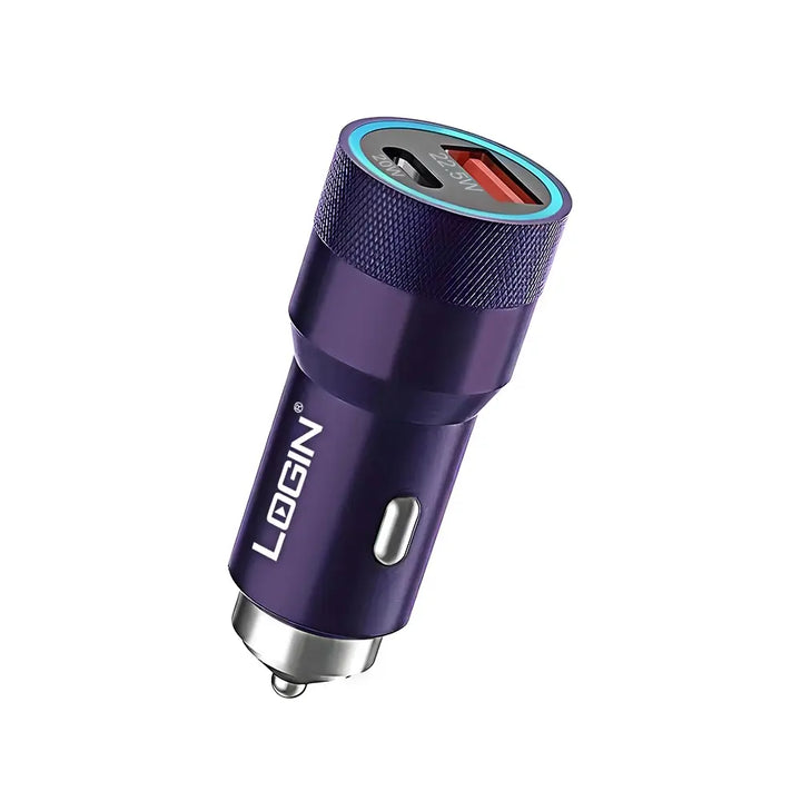 Login L-601 Car Charger - 45W Fast Charging Dual Port (PD + USB)